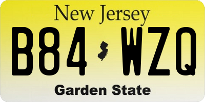 NJ license plate B84WZQ