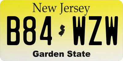 NJ license plate B84WZW
