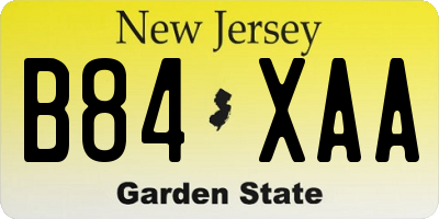 NJ license plate B84XAA
