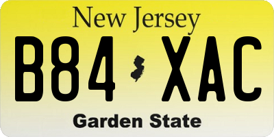 NJ license plate B84XAC