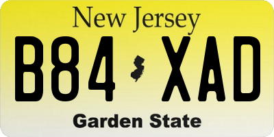NJ license plate B84XAD