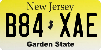 NJ license plate B84XAE