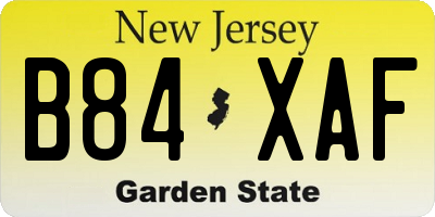 NJ license plate B84XAF