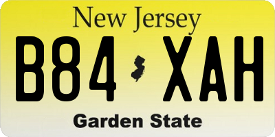 NJ license plate B84XAH