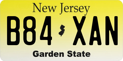 NJ license plate B84XAN