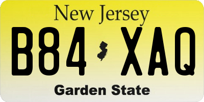 NJ license plate B84XAQ
