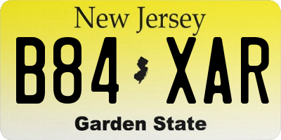 NJ license plate B84XAR
