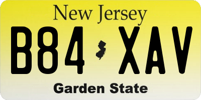 NJ license plate B84XAV
