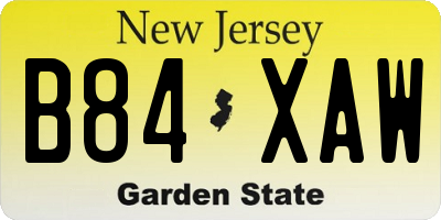 NJ license plate B84XAW
