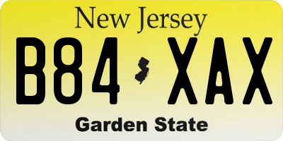 NJ license plate B84XAX