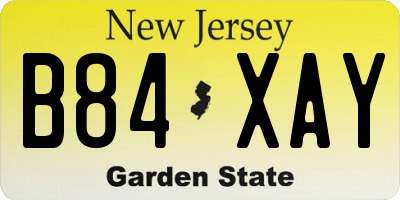 NJ license plate B84XAY