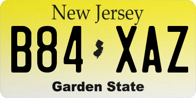 NJ license plate B84XAZ
