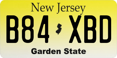 NJ license plate B84XBD