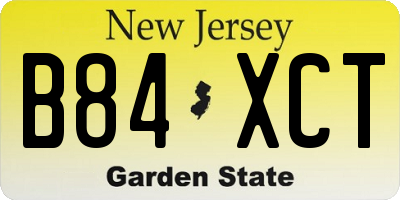 NJ license plate B84XCT