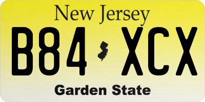 NJ license plate B84XCX