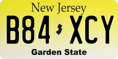 NJ license plate B84XCY