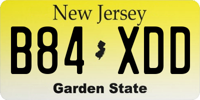NJ license plate B84XDD