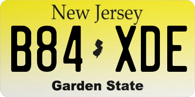 NJ license plate B84XDE