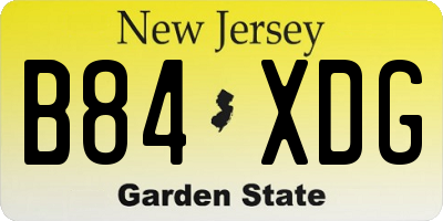 NJ license plate B84XDG
