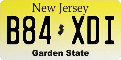 NJ license plate B84XDI