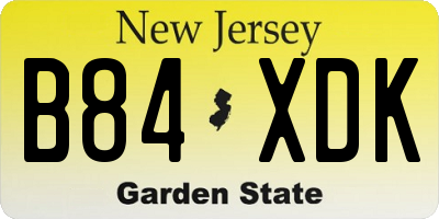 NJ license plate B84XDK