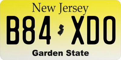 NJ license plate B84XDO