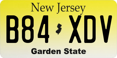 NJ license plate B84XDV