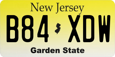 NJ license plate B84XDW