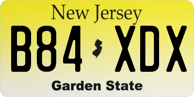 NJ license plate B84XDX