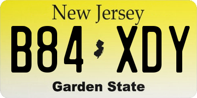 NJ license plate B84XDY