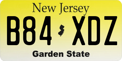 NJ license plate B84XDZ