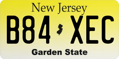 NJ license plate B84XEC
