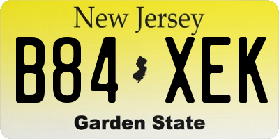 NJ license plate B84XEK