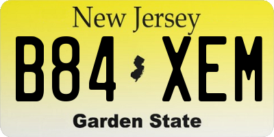 NJ license plate B84XEM