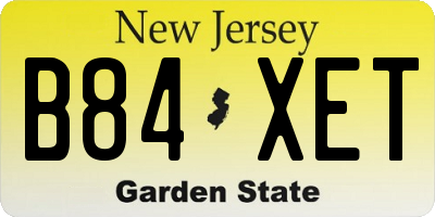 NJ license plate B84XET