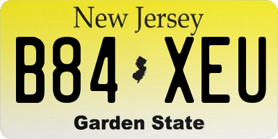 NJ license plate B84XEU