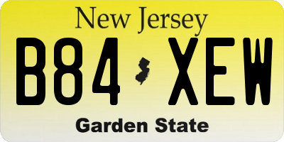 NJ license plate B84XEW