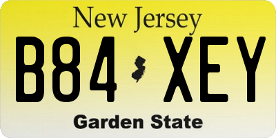 NJ license plate B84XEY