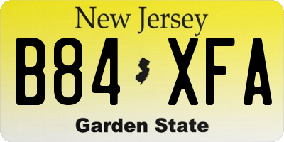 NJ license plate B84XFA