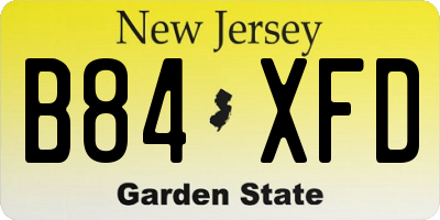 NJ license plate B84XFD