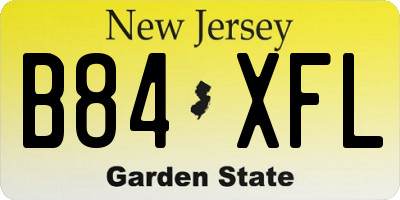 NJ license plate B84XFL