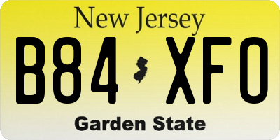 NJ license plate B84XFO