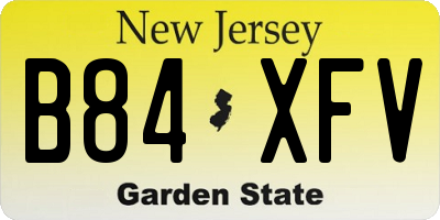 NJ license plate B84XFV