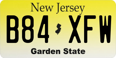 NJ license plate B84XFW
