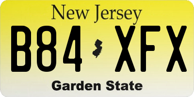 NJ license plate B84XFX