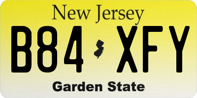 NJ license plate B84XFY