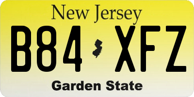 NJ license plate B84XFZ