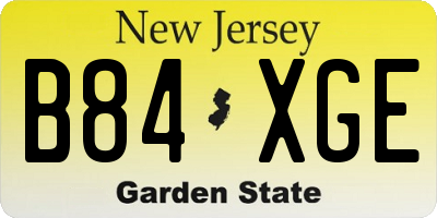 NJ license plate B84XGE