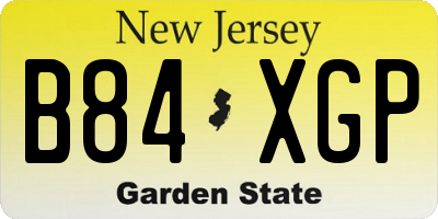 NJ license plate B84XGP