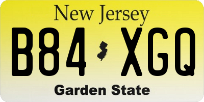 NJ license plate B84XGQ